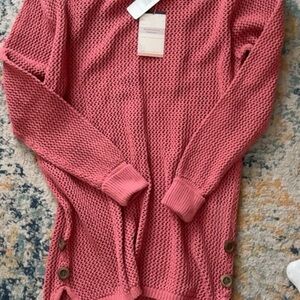 Simply Noelle Coral Open Gage Knit Ling Sweater